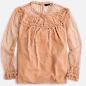 J. Crew Ruffle Trim Dot Tulle Top